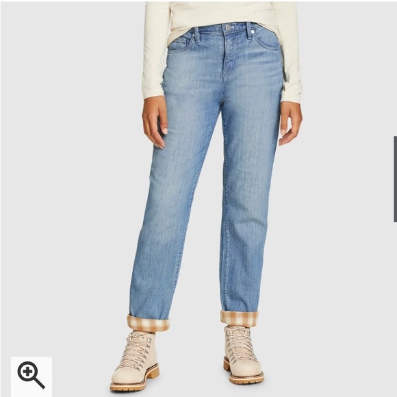 Eddie Bauer Women's Boyfriend Flannel-Lined Jeans - Picture 1 of 6